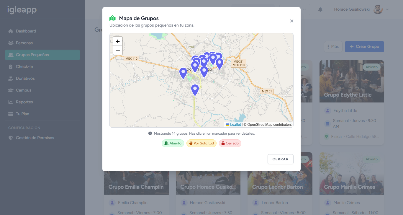 Mapa interactivo de grupos pequeños
